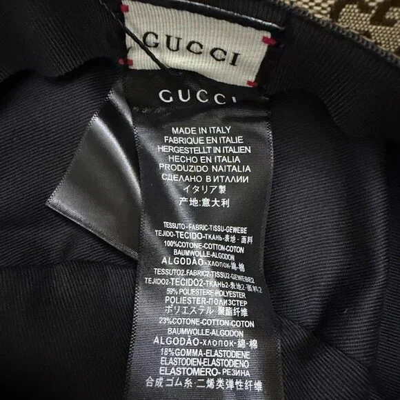 Gucci GG Supreme Monogram Bucket Hat Horsebit Gold Logo Beige Brown Italy - Picture 5 of 6